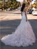 Gorgeous Mermaid Tulle Wedding Dresses One Shoulder Ruffles Flush Pink Wedding Gown Custom Made Plus Size Bridal Vestidos De Novia