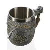 1PCS 3D AX Epacket Handle Viking Warrior 450ML Skull Mug Tankard Halloween Healdeen Cup Cup Beer Stein Man Gift 220509