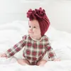 INS 18色新しいファッションプリーツフラワーベビーキャップ弾性コットンソリッドカラーヘアアクセサリービーニーキャップマルチカラー幼児ターバン帽子