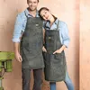 Koreli moda önlük Denim Batı restoran erkekleri ve kadın tulum sanat güzellik tırnak önlük barista