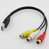 Hot 3C-1PC Male Plug 3 Kvinna Adapter Audio Converter Video AV A / V USB till RCA-kabel för HDTV TV-tv-tråd