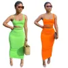 Women Dress Sexy CutOut Skirt Designer Solid Color 2 Piece Sets Club Sleeveless Shorts Tight Fashion Dresses Casual Suits