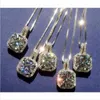 Brand Jewelry Round Simulated Diamond Stone Square Pendant Silver Chocker Chain Necklace for Women Free Shipping