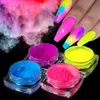 Nessuna scatola di cattivo odore Neon Pigment Nail Powder Dust Ombre Nail Glitter Gradient Glitter Iridescente Polvere acrilica Decorazione per unghie