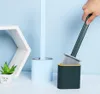 Silicone Wc Toilet Brushes Flat Head Flexible Soft Bristles Brush Wall Mounted Seamless Toilet Holders Quick Drying Clearing Holder LSK1363