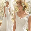 Luxe strand bruidsjurk chiffon kant applicaties trouwjurk 2020 wit / lvory backless vestido de noiva boho trouwjurk