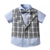 Mode sommar baby pojkar passar gentleman nyfödda kläder spädbarn kläder skjorta toppsshorts 2pcsset baby pojke kläder pojkar set b1873057744