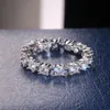 Кольца для пар Роскошные стерлингового серебра 925 пробы круглой огранки Белый топаз CZ с бриллиантами Драгоценные камни для вечеринок Женское свадебное кольцо для влюбленных0397820941