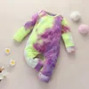 Baby designer kleding stropdas verven meisjes romper lange mouw geribbelde jongen jumpsuits peuter playsuit boutique kinderkleding 6 kleuren DW5791