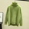 Neue Winter Lose Hohe Kragen Pullover Faux Nerz Samt Weiß Dicke Warme Boden Pullover Gestrickte Pullover Top Pull Hiver Femme