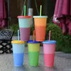 710ML Temperature Color Changing Cold Cups Plastic Reusable Magic Tumbler Juice Coffee With Straws Drink Water Bottle Wtjlg6483695