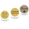 500pcs / roll Merci franska tack förseglar etiketter klistermärken självhäftande bröllopsfest kort gåvor box paket etikett försegling handgjord klistermärke