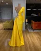 glaring 2020 Yellow Celebrity prom Dresses Mermaid One Shoulder Women Red Carpet Runaway Dresses Party Arabic Evening Gowns Robe De Soiree