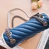 Ladies Marmont Shoulder Bags Style Blue Real Leather Bags Women Crossbody Handbag Chain Wallet Bolsas De Diseño De Lujo De La Marca