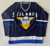 Aangepaste Mighty Ducks Gunnar Stahl # 9 Ice Hockey Jerseys IJsland Jersey Heren Borduurwerk Blauw Elke naam of nummer