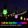 Guirlande lumineuse d'extérieur à changement de couleur avec 12 ampoules LED RVB 24 pieds étanche Edison pour patio Backyar220p