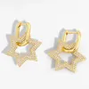 Pendientes encantadores para niñas y mujeres Pendientes de aros chapados en oro amarillo de 18 quilates con circonita cúbica completa para niñas y mujeres para la fiesta de bodas Bonito regalo289A9721187