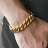 Bracelets for Men Rose Gold Silver Color Courb Cuban Link Link Link Bracelet en acier inoxydable Bijoux Bijoux Cadeaux 14 mm HKBM258046246