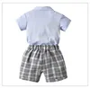 Mode été bébé garçons costumes gentleman nouveau-né tenues tenues pour bébés chemise Topsshorts 2pcsset bébé garçon vêtements garçons ensembles B1873995483