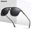 ROUPAI SUN SUNGASSES MEN 2020 Moda Polaryzowana moda UV400 Designer Wysokiej jakości Męskie Okulary Słońce Klasyczne kwadratowe czarne 234y