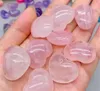 30mm Heart Shaped Pendant Stone Gemstones Natural Rose Quartz Crystals Love Puffy Healing Crystal Gemstone Home Decoration DIY KD1