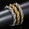 moda de alta calidad trenzado 18k pulseras brazalete de acero inoxidable chapado en oro para los hombres