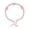 Go Party Rosa Pequena Borboleta Pingente Tornozelo Pulseira Pé Corrente Diamante Tornozelo Pulseira Para Mulheres273J