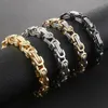 Black/Gold/Silver Color Bracelets Byzantine Link Chains Strong Stainless Steel Bracelet Male Hip Hop Jewelry Men 8mm Chain