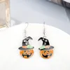 Europese en Amerikaanse emaille pompoen lantaarn spook oorbellen creatieve meisjes dames hoepel oorbellen halloween sieraden E82901