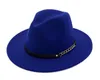 5pcs Fashion TOP hats for men women Elegant fashion Solid felt Fedora Hat Band Wide Flat Brim Jazz Hats Stylish Trilby Panama Ca2774546