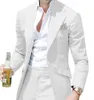 Handsome Ivory Groom Tuxedos Notch Lapel Groomsmen Bröllop Tuxedos Populära män Formell Prom Jacka Blazer Suit (Jacka + Byxor + Tie) 715