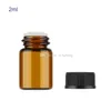 Drams Amber/Clear Glass Bottles With Plastic Lid Insert Essential Oil Glass Vials Perfume Sample Test Bottle1ml 2ml 3ml 4ml