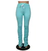 Kobiety Plisowane Legginsy Spodnie Letnia Projektant Solid Color Slim Fit Casual Układowane spodnie dresowe Famale Moda Trend Styl Flarowane Spodnie
