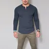 Camisetas para hombres Base Tees Sólido Top T SHIRT Otoño Manga larga Algodón Slim Fit Hombres Muscle Gimnasio Camiseta Casual Talla grande