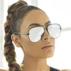 2020 Pembe Pilot Güneş Gözlüğü Kadın Kaliteli Metal Ayna Güneş Gözlük Markası Düz ​​Üst Panel Tonları Kadın Moda Lunette5457050