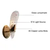 H65 Brass Wall Lamp Clear Glass Lamp Shade Vintage Luxury Living room Bedroom Aisle Hallway Wall Sconce For Art Decoration Free shipping