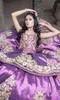 Tradicional Lavender Quinceanera Dresses Querida vestido de baile ouro apliques Puffy Lace Up Corset doces Princes prom 16 vestido