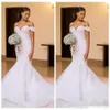 Abiti da sposa sirena sexy africani Off Appliques in pizzo spalla Crystal Perline perline Sweep Train Formal Plus size abiti da sposa Vestidos 403