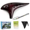 Principiante Ocarina 12 fori marroni Alto C in ceramica con borse da trasporto libro musicale Strap82247539854973