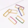 Single Rectangular Heart Ear Clip Female Geometry Earrings Personalized Multicolor Rainbow Crystal Ear Clips for Women Girl Party Jewelry