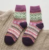 Julstrumpor Vintage Färgglada Strumpor Ull Sticka Knee-High Strumpor Vinter Termisk Hosiery Chaussettes Fashion Cotton Casual Anklet B7629