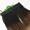 5Clips One Piece Clip In Human Hair Extensions With Lace Straight Brazilian Virgin Hair Ombre Dark Brown Balayage 2/6/18