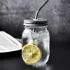 Straw tumblers Mason Cup Clear Glass Vegetable Salad Jar With Lid Straw Breakfast Juice Glass Straw Cup XD23798