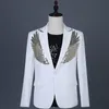 Blazer masculino com lantejoulas estrangeiras, jaqueta slim fit para cantor de palco, traje brilhante, jaqueta man220n