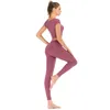 Sans couture femmes Yoga ensemble à manches courtes haut taille haute Sport Leggings Gym vêtements Sport costume court Gym costume Fitness ensembles pour les femmes