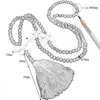 2021 Fashion Long Chain Crystal Pärlor Hängsmycke Halsband Boho Smycken Butterfly Charms Färgglada Tassel Halsband för Kvinnor Flickor