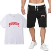 Мода - летние мужчины футболка наборы мода трексуита мужчины футболка и шорты мужчины Camiseta с коротким рукавом длиной колена