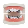 hiphop gladde grillz echte vergulde tandheelkundige grills Vampire tijger tanden rappers lichaamssieraden vier kleuren gouden zilver rose goud 1251190