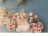 Accessori per capelli da sposa di lusso Pink Flower Crystal Bridal Bridal Bridal Bridal Bearl Floral Beach Wedding Tiara Hair Weightpece Party 66913718