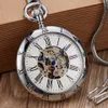 Retro Silver Gold Automatic Mechanical Pocket Watch Men Women Luxury Copper Watches Skeleton Steampunk FOB Watch Chain Pendants CX277m